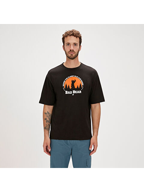 Bad Bear Re Planet Erkek Siyah Yuvarlak Yaka Tişört - S000504627-19351