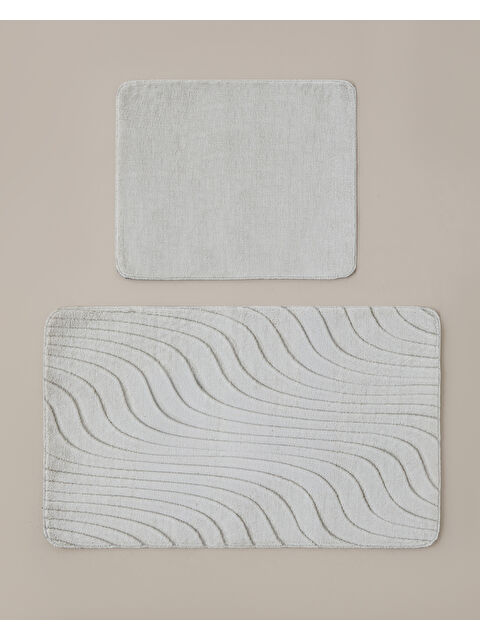 English Home Curveline Kaydırmaz Taban Banyo Paspası Seti 60x100 cm + 50x60 cm Bej