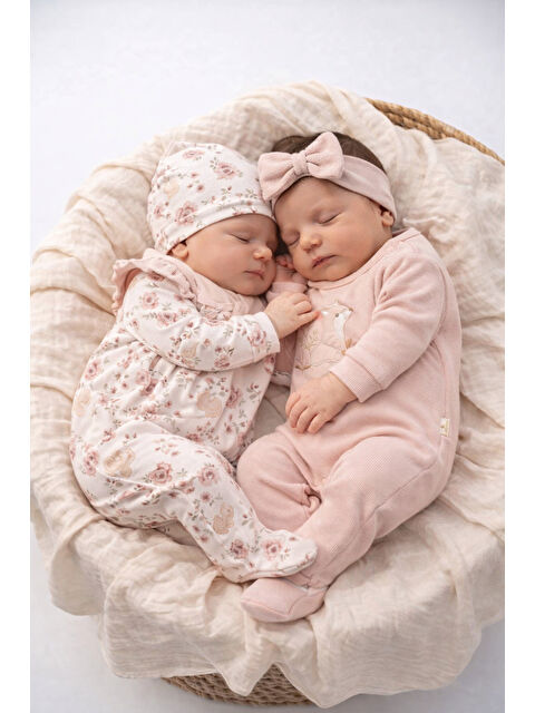 Verona Tarz Kız Bebek 4lü Tulum Seti Şapkalı Saç Bantlı Pamuklu Hediyelik - S000504026-37214