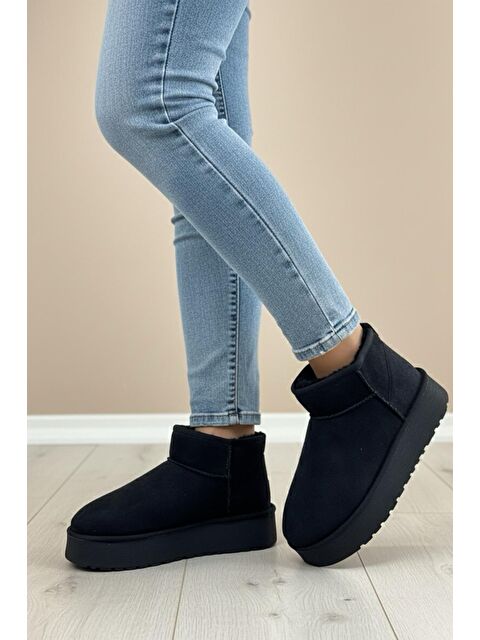 Oksit Frz F2150 Süet Içi Kürklü Yünlü Kalın Tabanlı Yüksek Topuklu Kadın Bot - S000465880-19351