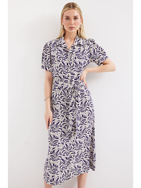 Bigdart 2213 Kısa Kol Viskon Elbise - F.Lacivert - S000152929-37356