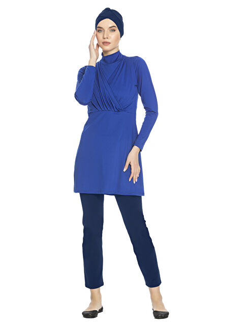 Remsa Büyük Beden Elastanlı Tam Kapalı Tesettür Mayo 1285 Saks Mavi - S000347589-23710