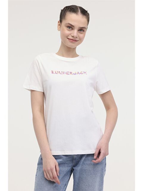 Lumberjack WL VENUS 11MD1052 4FX Ekru Kadın Kısa Kol T-Shirt - S000505914-19928