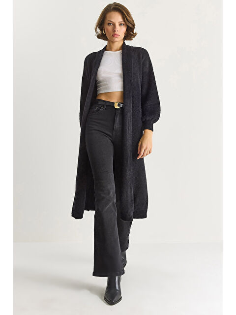 SHADE Kadın Şal Yaka Yumuşak Dokulu Sakallı Uzun Triko Yumoş Hırka TH - S000444438-19351