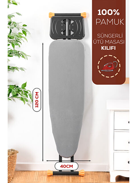 Porsima Isıya Dayanıklı 100% Pamuk Süngerli Ütü Masası Kılıfı - Buharlı Ütüleme Uyumlu 120x40cm