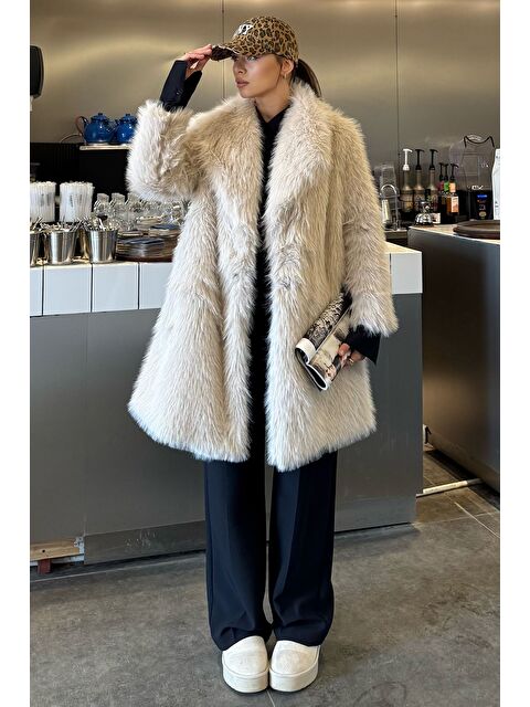 Gülseli Kadın Astarlı Kürklü Uzun Mont - S000445221-25636