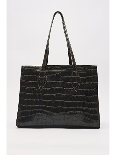 Manuka Kabartma Deri Cıty Çanta Kahverengi