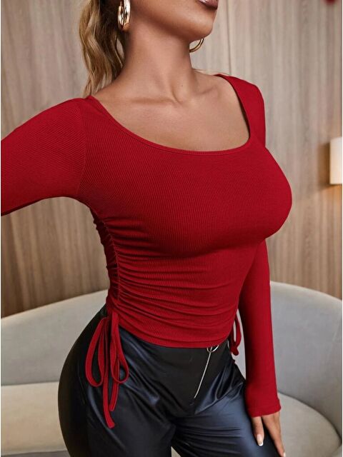 Jane's Kadın Kırmızı Kaşkorse Kumaş Bluz