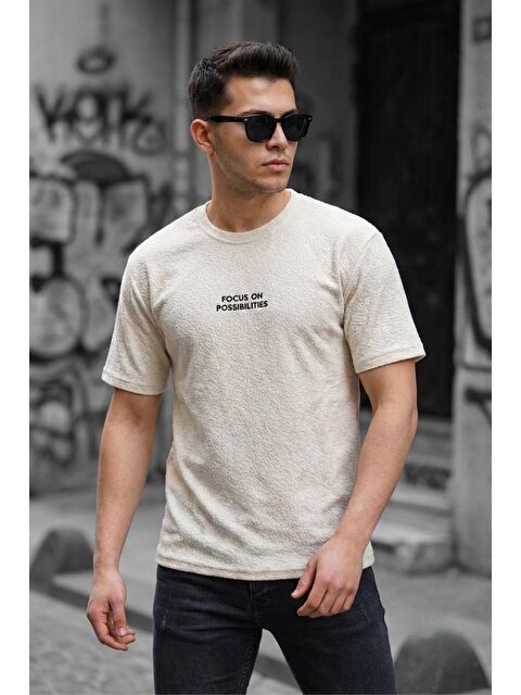 Oksit Focus On Özel Dokulu Buklet Kumaş Baskı Detaylı Erkek Tişört