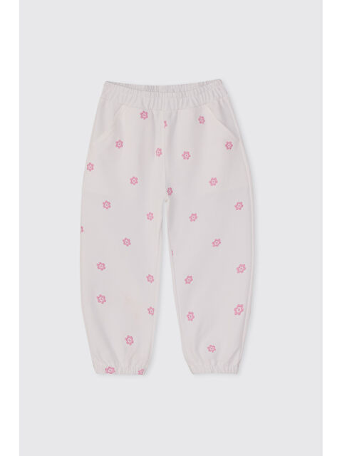 Panço Kız Bebek Nakışlı Beyaz Eşofman Altı - S000526120-20063