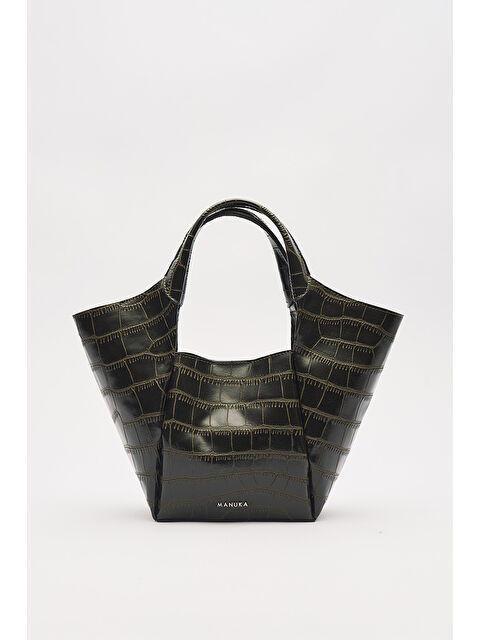 Manuka Tara Kabartma Deri Çanta Koyu Yeşil