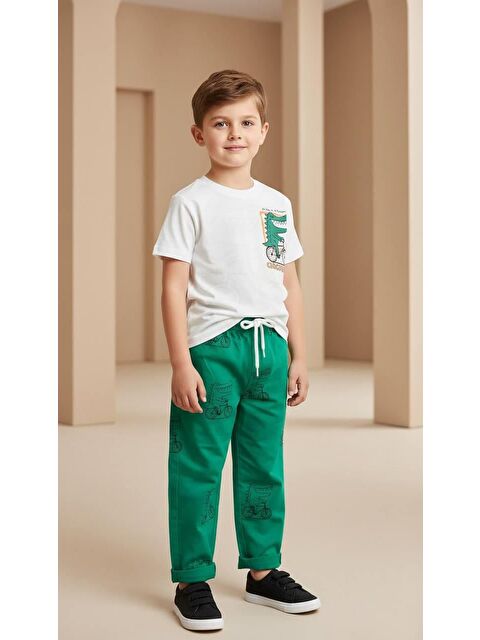 Monila Erkek Çocuk Dinozor Baskılı Pamuklu Altüst Takım - S000515006-20600