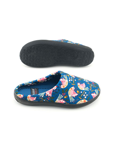 Gezer Kadın Kışlık PU Rahat Taban Desenli Ev Bahçe Gondol Terlik