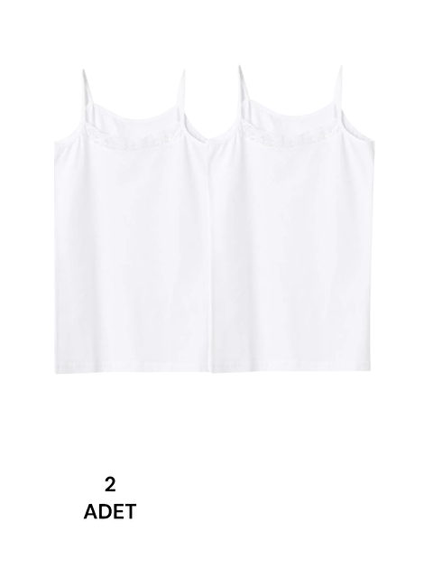 Güneş Beyaz Yakası Dantel Askılı Kadın Atlet 2'li - S000313336-21165