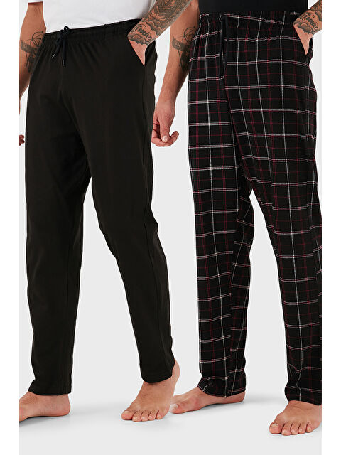 Buratti Pamuklu Regular Fit Normal Bel Düz Paça Cepli 2'li Paket Pijama Altı 6574003S2 - S000450991-19951