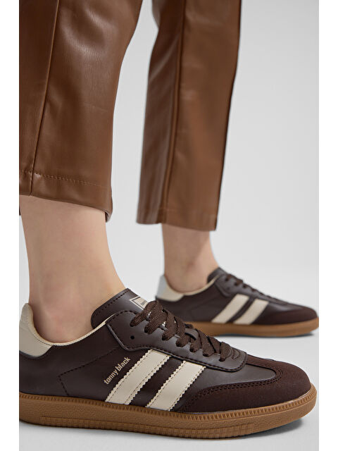 TONNY BLACK Unisex Kahve Bej Termo Taban Yanı Şeritli Bağcıklı Spor Ayakkabı - S000320416-19413