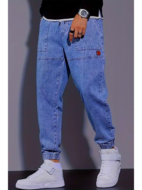 Oksit Reax Tyso Beli ve Paçası Lastikli İpli Jogger Kesim Erkek Jean Pantolon - S000332467-17234