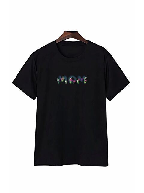 Jane's Anneler Gününe Özel Tasarım Mom Çiçek Baskılı T-shirt - Siyah - S000528384-19351