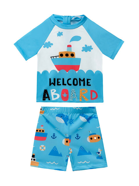 Neopy UV Korumalı Şort Kısa Kollu Çocuk Bebek Deniz Havuz Mayosu 5117 Turkuaz - S000504036-20055