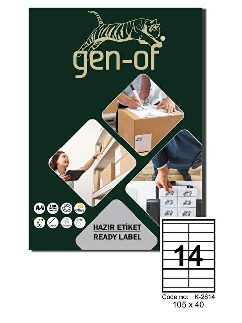 Gen-Of GK-2614 Laser Etiket 105X40 100 Sayfa(1400 Etiket) - S000312263-20063