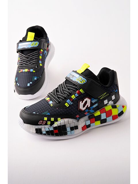 Muggo BLOCK Renkli Blok Tabanlı Cırtlı ve Bağcıklı Çocuk Sneaker Spor Ayakkabı