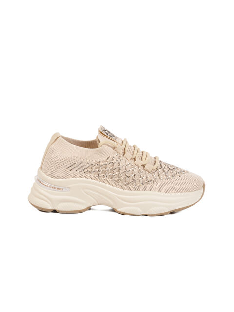 Voyager Krem Hafif Triko Örme Anatomik Kadın Sneaker B064 Z - S000399578-19966
