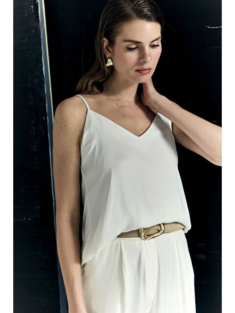 SATEEN Tosca Askılı Bluz - Ekru - S000531611-19965