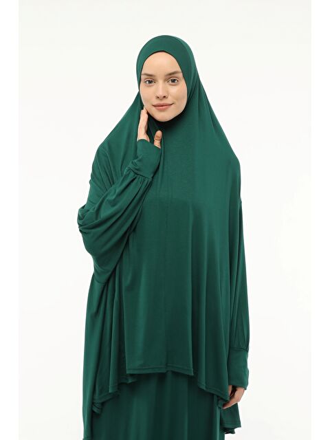 Altobeh İki Parça Pamuklu Yarasa Kollu Başörtülü Organik Terletmez  Elbise - S000505345-18194