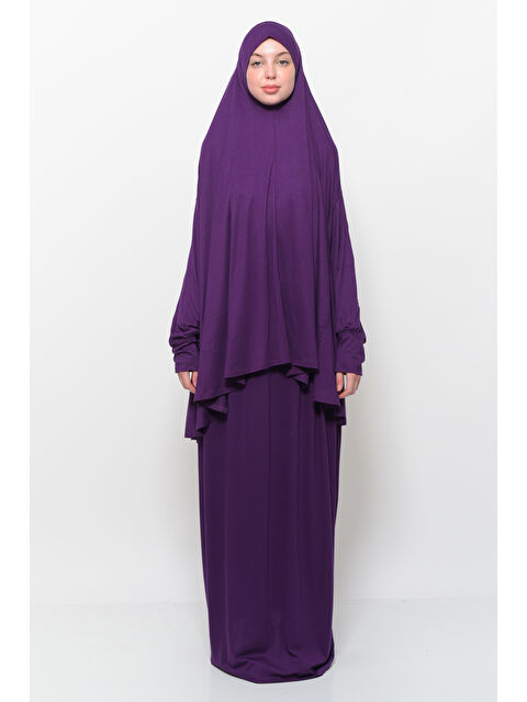 Altobeh İki Parça Pamuklu Yarasa Kollu Başörtülü Organik Terletmez  Elbise - S000505345-20036