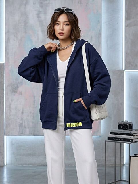 Trendseninle Kadın Laci Freedom Baskılı Hırka - S000527483-21164