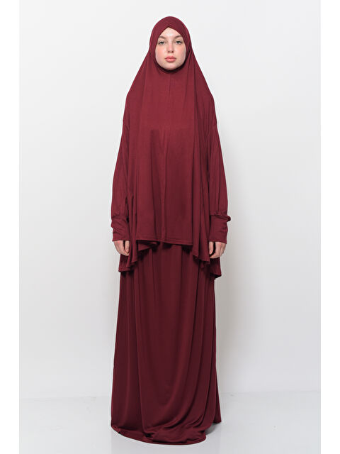 Altobeh İki Parça Pamuklu Yarasa Kollu Başörtülü Organik Terletmez  Elbise - S000505345-19952