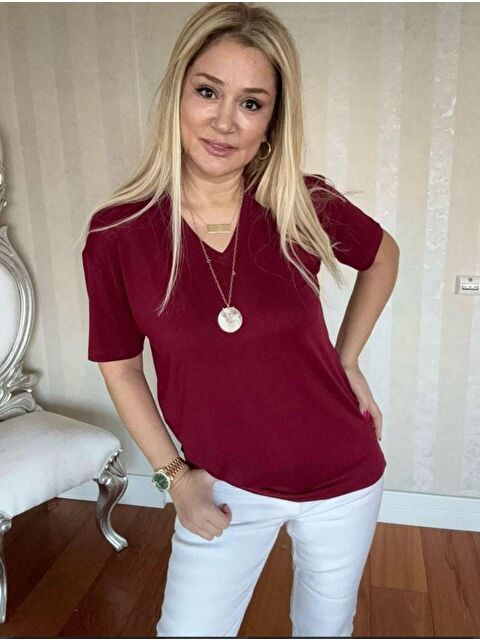 Jane's Kadın Kısa Kollu V Yaka Bluz