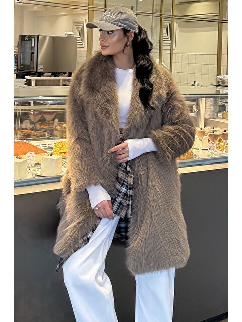 Gülseli Kadın Astarlı Kürklü Uzun Mont - S000445221-26429