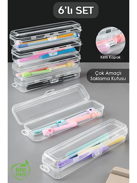 Meleni Home 6 Adet Kalem Saklama Kutusu    Seyahat Tipi Aksesuar Organizer Düzenleyici Saklama Taşıma Kabı - S000387364-20063