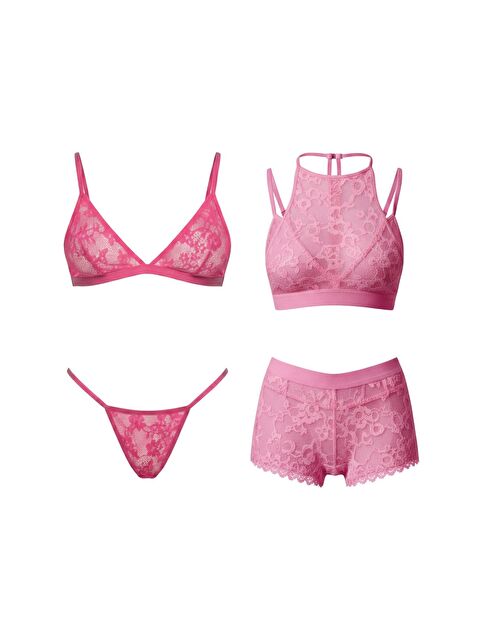 C&City 4Lü Bralet Set Pembe