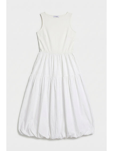 It's Basic Kadın Beyaz w5 Balon Kesim %100 Organik Pamuk Tasarım Elbise - S000530119-20063