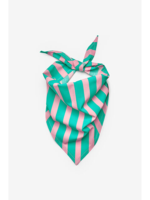 Le Mabelle Mint Çizgi Desenli Çocuk Üçgen Fular - S000513706-1180