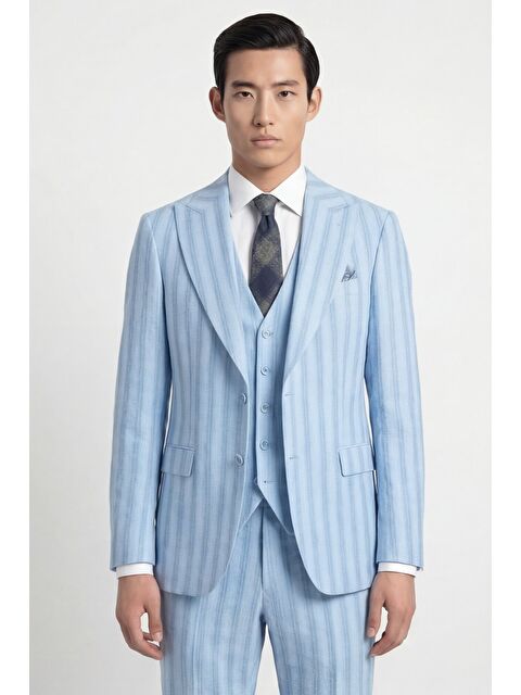 Sabri Özel Mavi Vest Suit Prnt - S000523761-17234