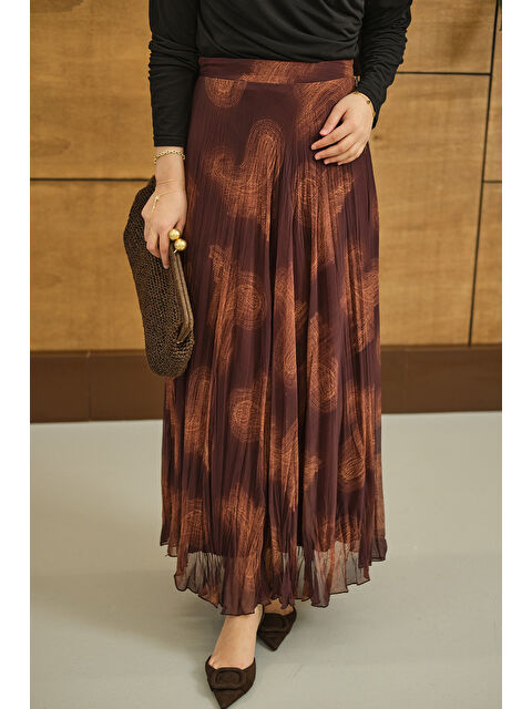 Locco Moda Kadın Asimetrik Kesim Astarlı Etek Taba - S000530120-14955