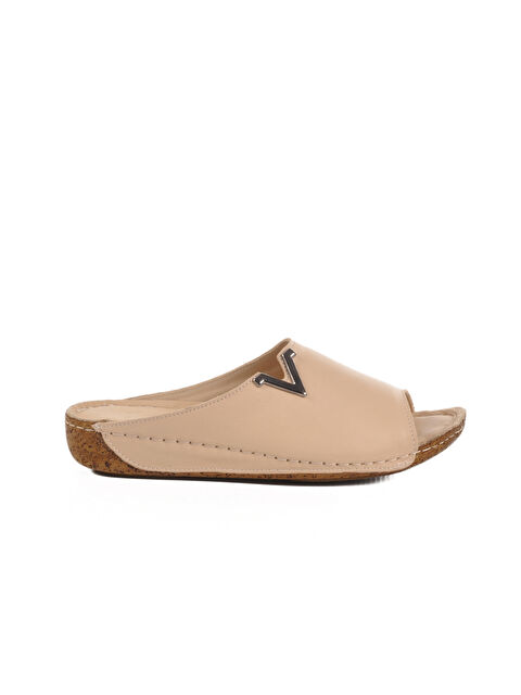 Ayakmod Bej Hakiki Deri Kadın Terlik 002 Z - S000369199-19928