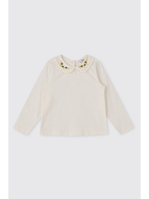 Panço Kız Bebek Nakış Detaylı Ekru Tişört - S000526133-19965