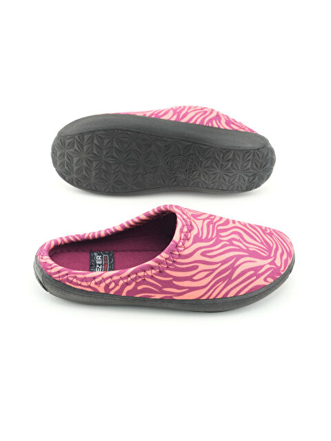 Gezer Kadın Kışlık PU Rahat Taban Desenli Ev Bahçe Gondol Terlik