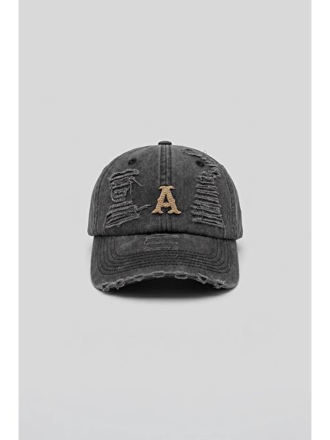 Abluka Online Erkek Distressed Nakışlı Yıkamalı Şapka Antrasit