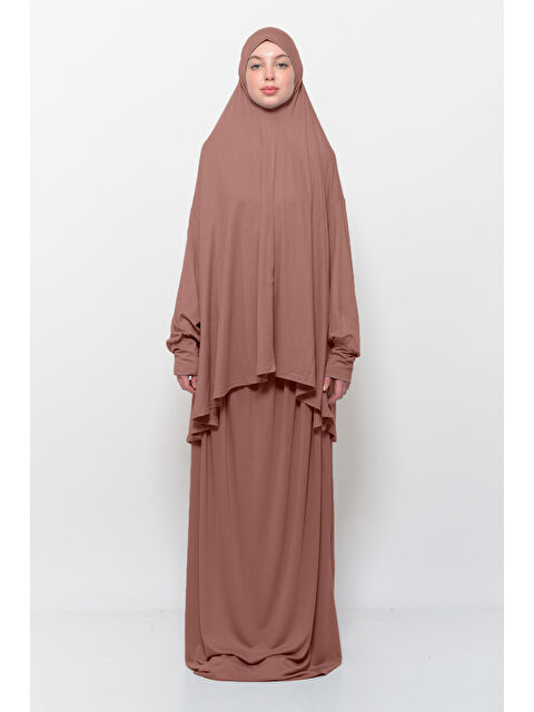 Altobeh İki Parça Pamuklu Yarasa Kollu Başörtülü Organik Terletmez  Elbise - S000505345-14742