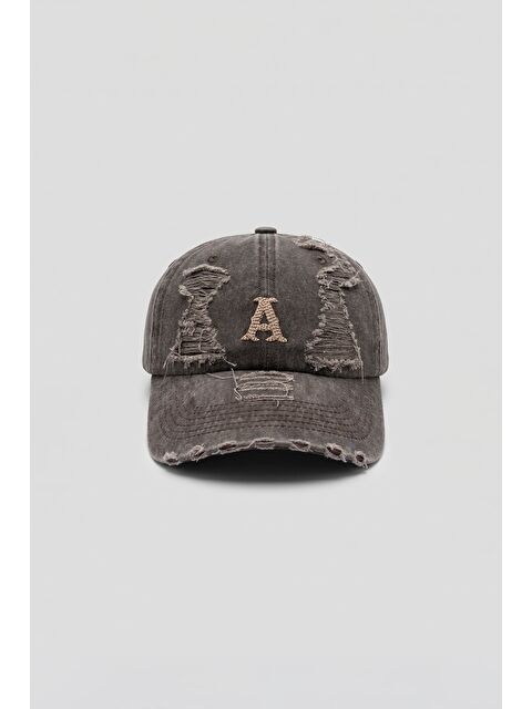 Abluka Online Erkek Distressed Nakışlı Yıkamalı Şapka Kahverengi