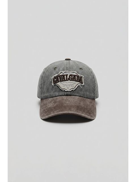 Abluka Online Erkek Patch Nakışlı Yıkamalı Beyzbol Şapka Gri