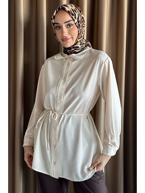 Julude Fistolu Bel Bağlama Detaylı Tesettür Gömlek - S000399594-25636