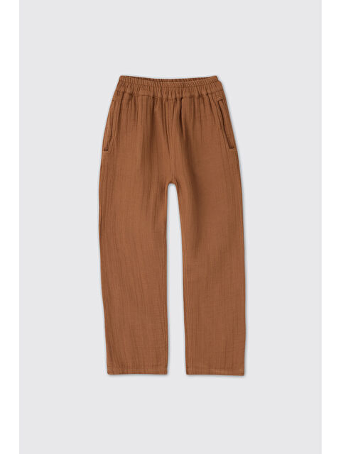 Panço Erkek Çocuk Beli Lastikli Müslin Kahve Pantolon - S000526136-19413