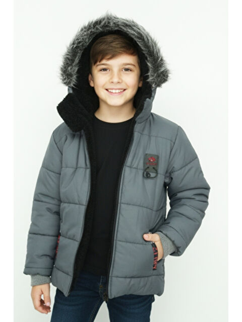 Modanino Erkek Çocuk İçi Pelüş Astarlı-Kürk Kapüşonlu-Fermuarlı Mont 12369 - S000468673-20600