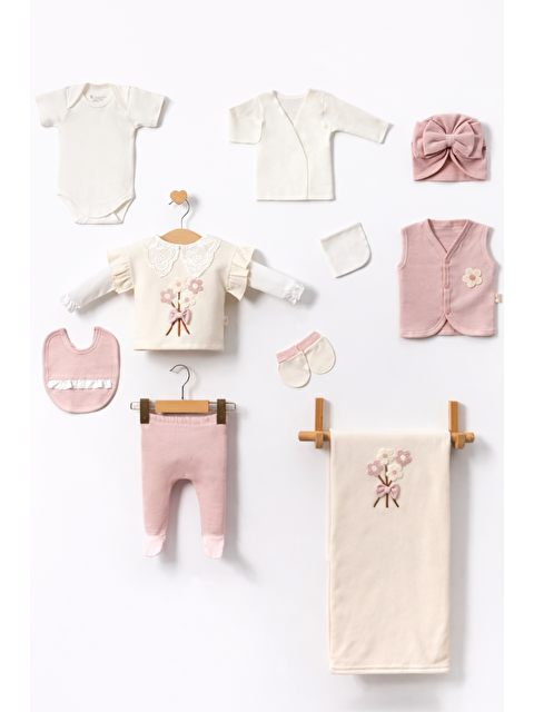 Verona Tarz Kız Bebek Kutulu Lüx 10lu 10 Parça Hastane Çıkış Seti Pamuklu Çiçekli - S000530706-20027